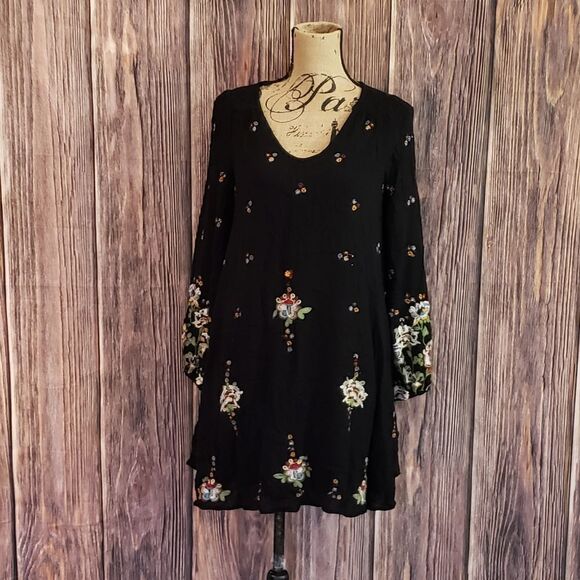 Free People Flowy Floral Embroidered Dress, Sz Small - Picture 7 of 15